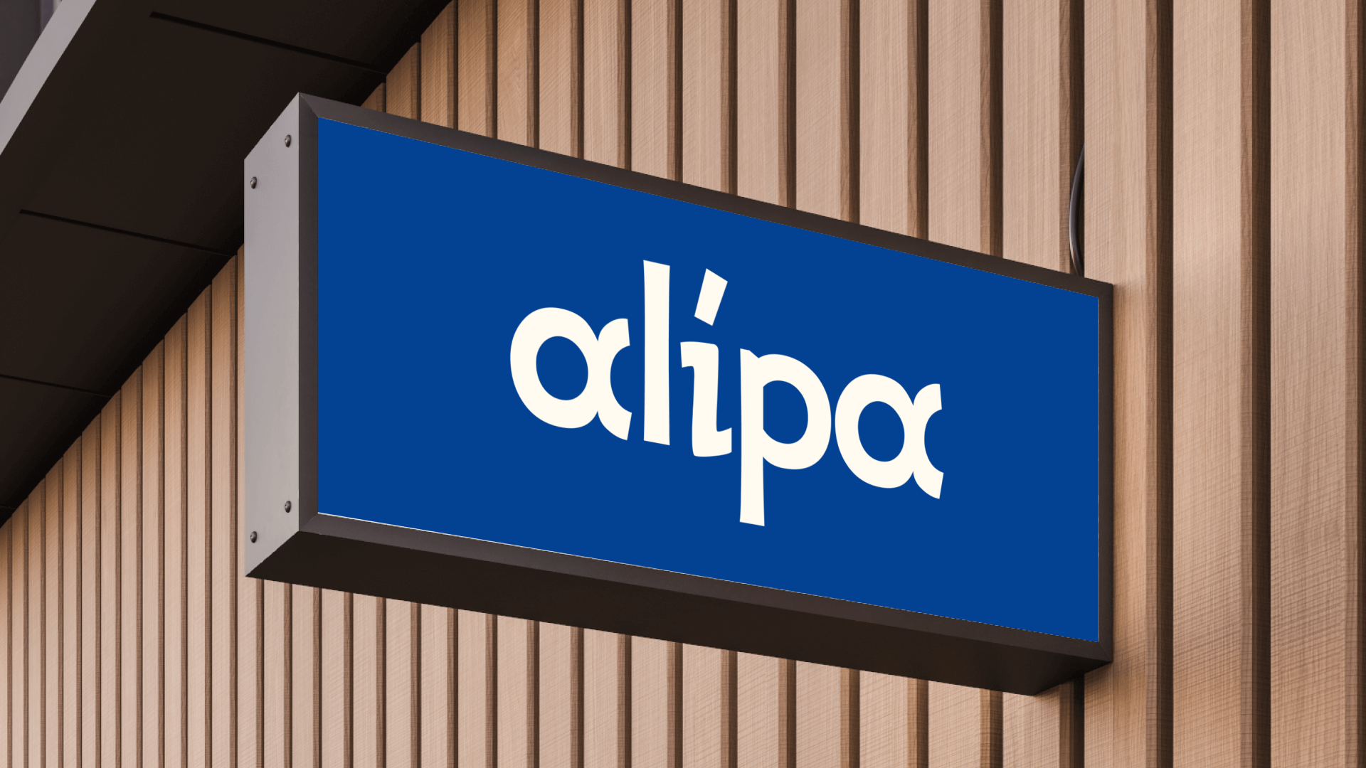 Alipa storefront sign design featuring the brand logo.