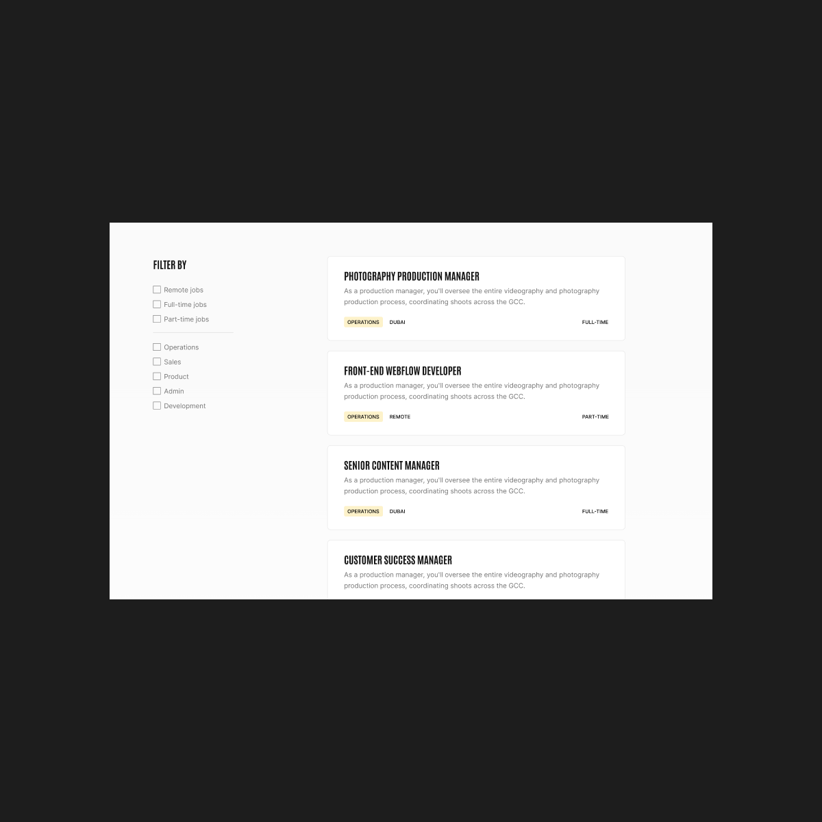 GetFlashy careers page on desktop, listing open positions.