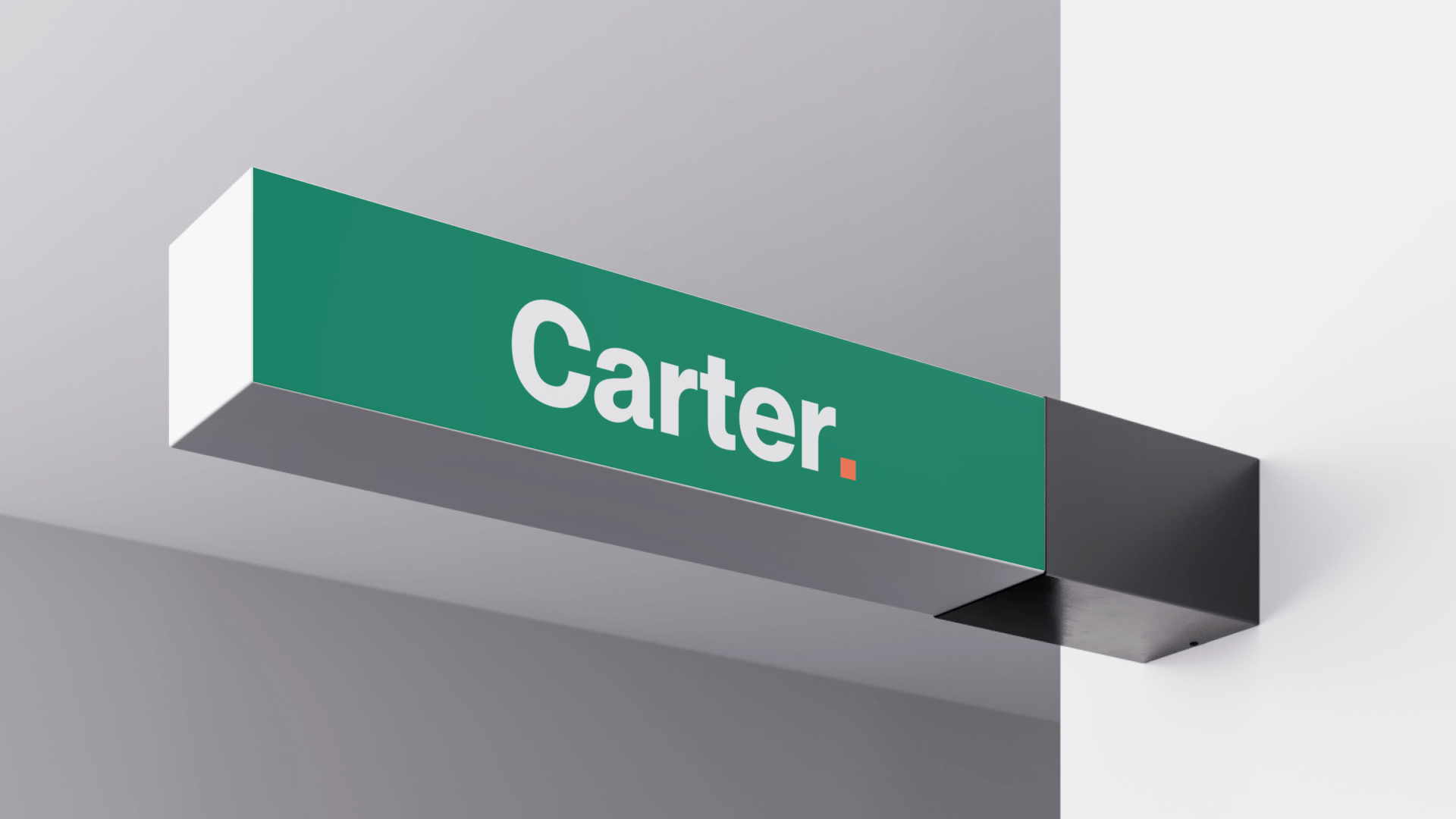 Carter brand sign mockup featuring the brand name and logo.