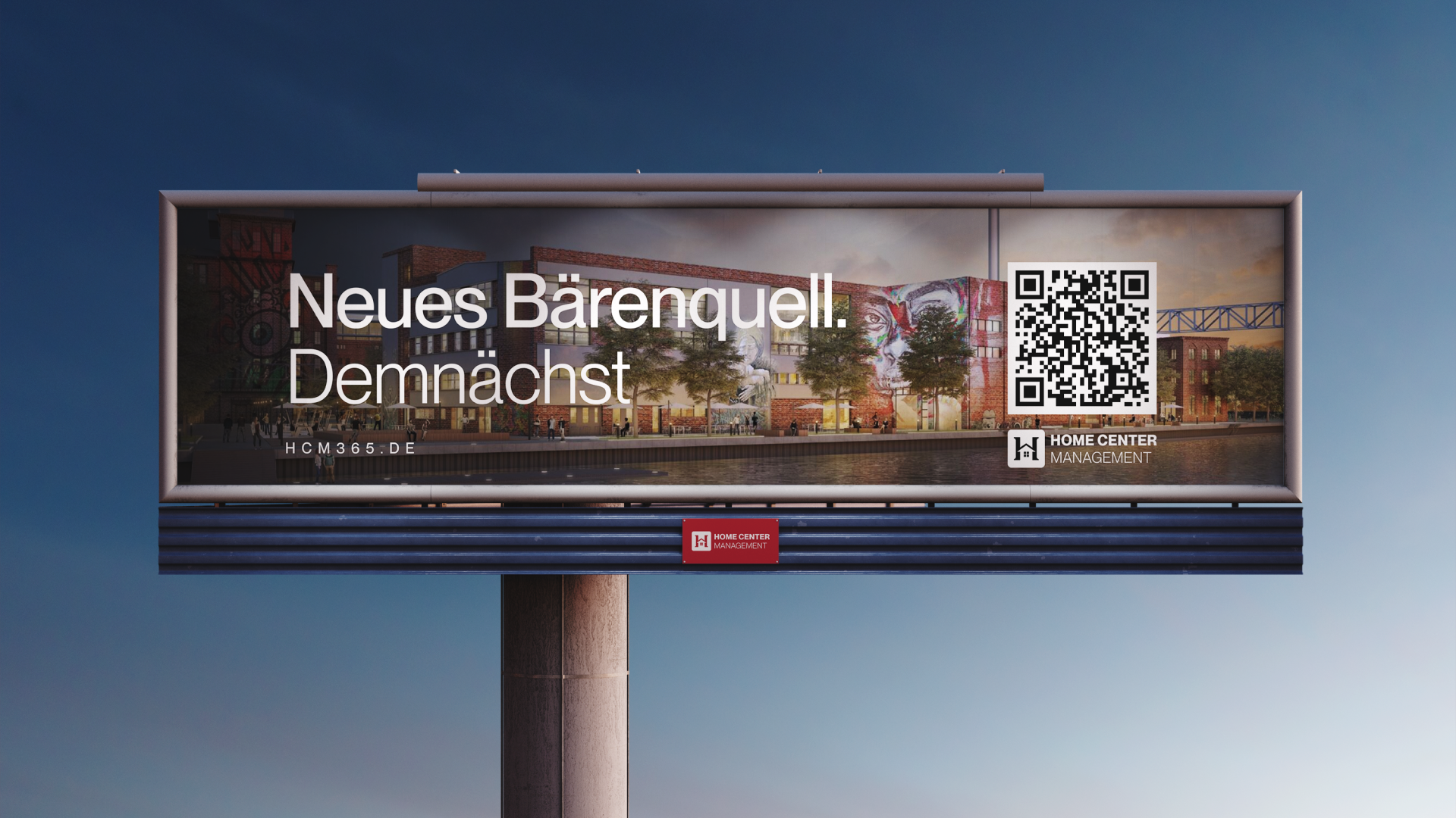 HCM billboard design applying the brand identity to outdoor advertising.