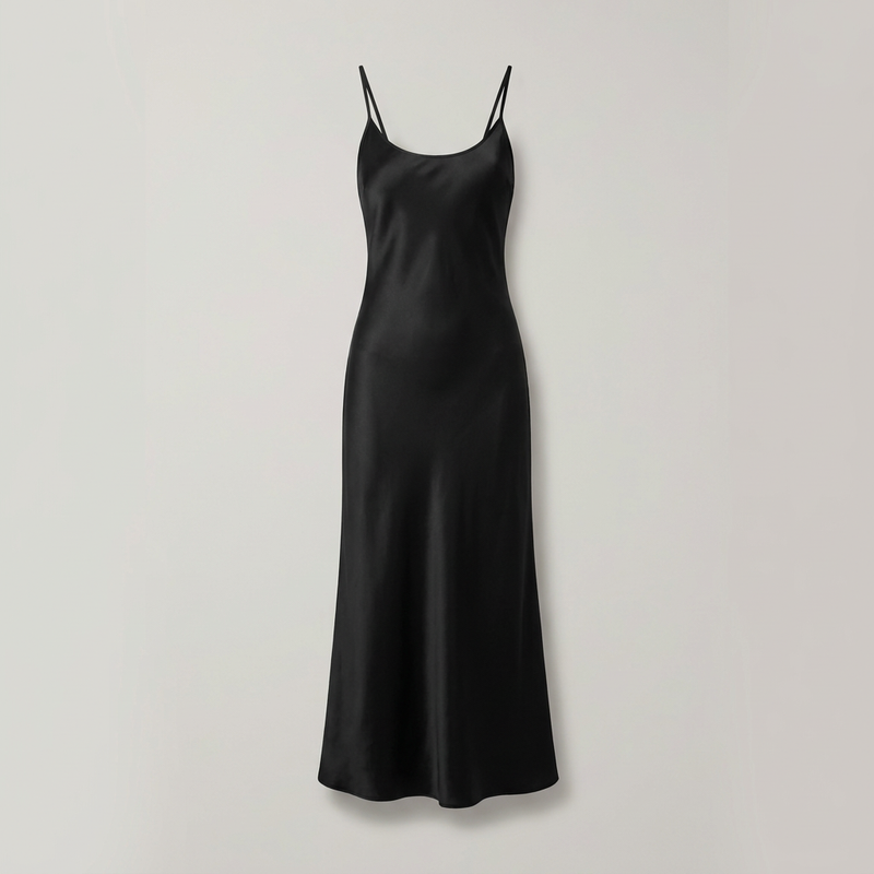 Black silk slip dress