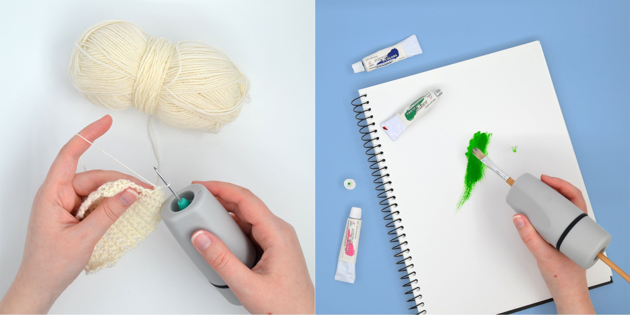 Brukt Active Wini for å få bedre grep om pensler, heklekroker med mer