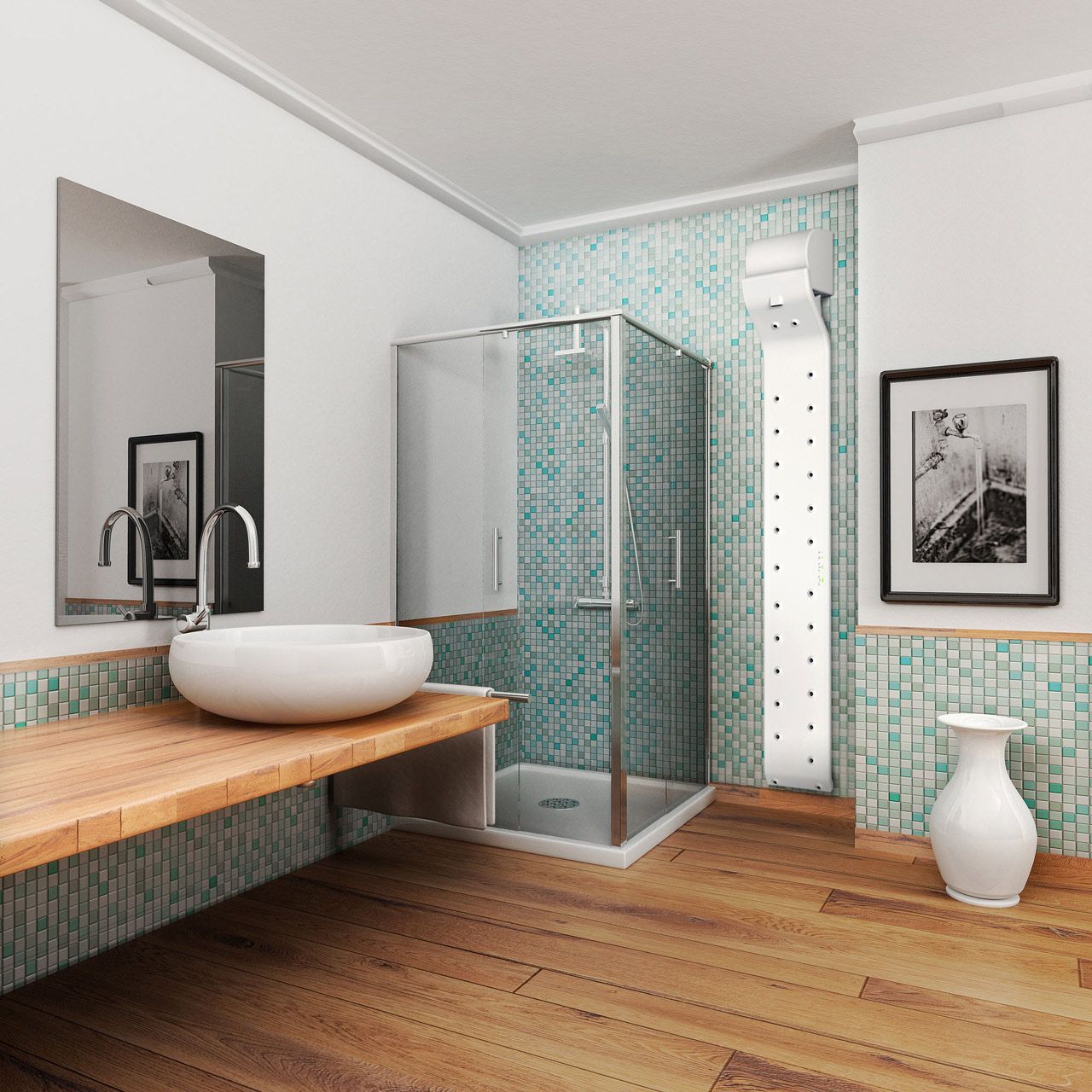 Active Dryer V3 skal plasseres utenfor dusjen