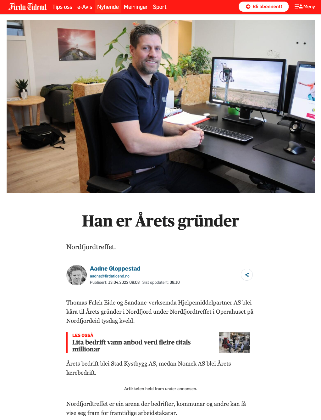 Bilde av mediaklipp med tittelen "Han er årets gründer"