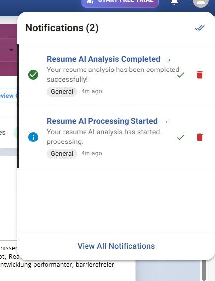Jobstacky Resume Builder - Get web notification when completed