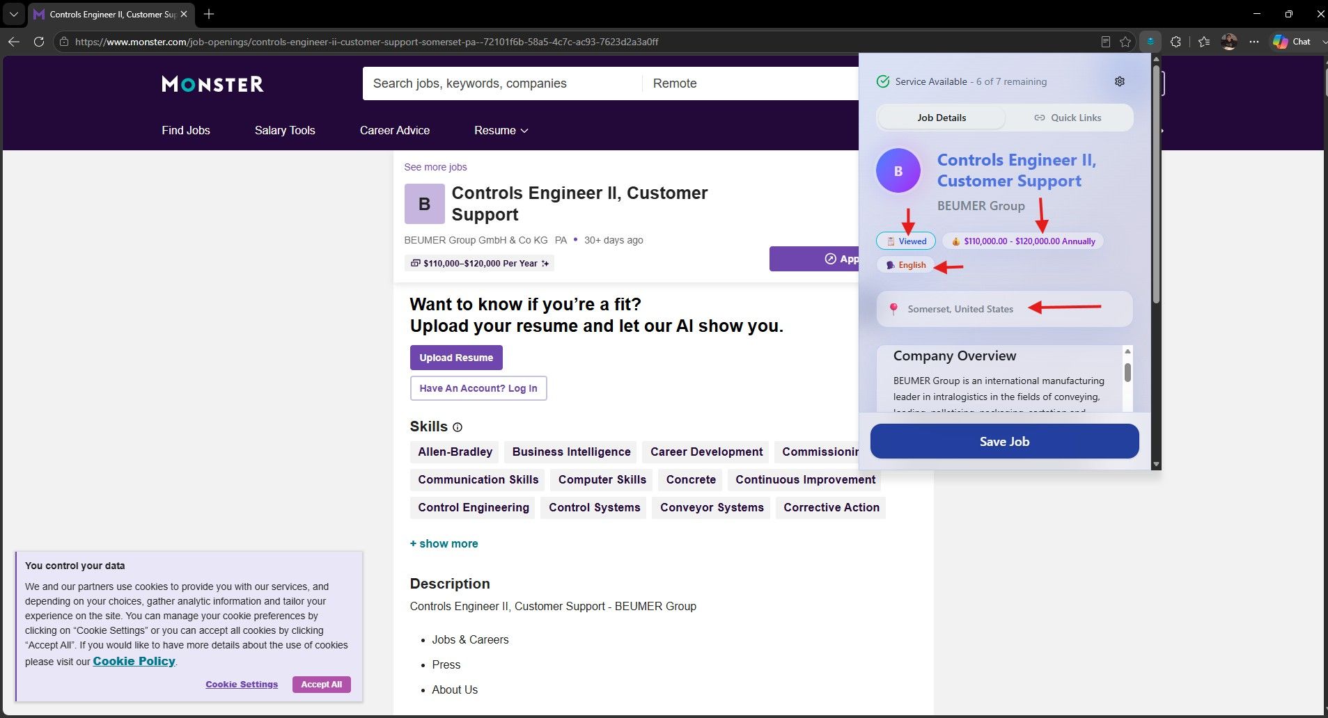 JobStacky Chrome Extension - Review Extacted Details