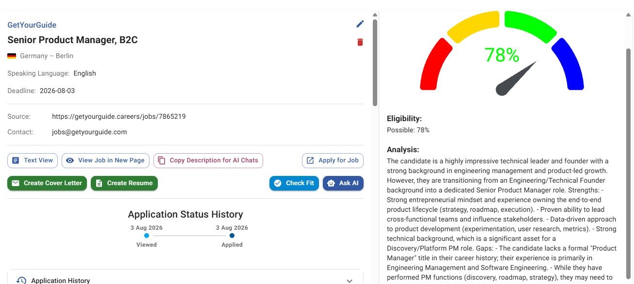 JobStacky Job Application Tracking - Check fit