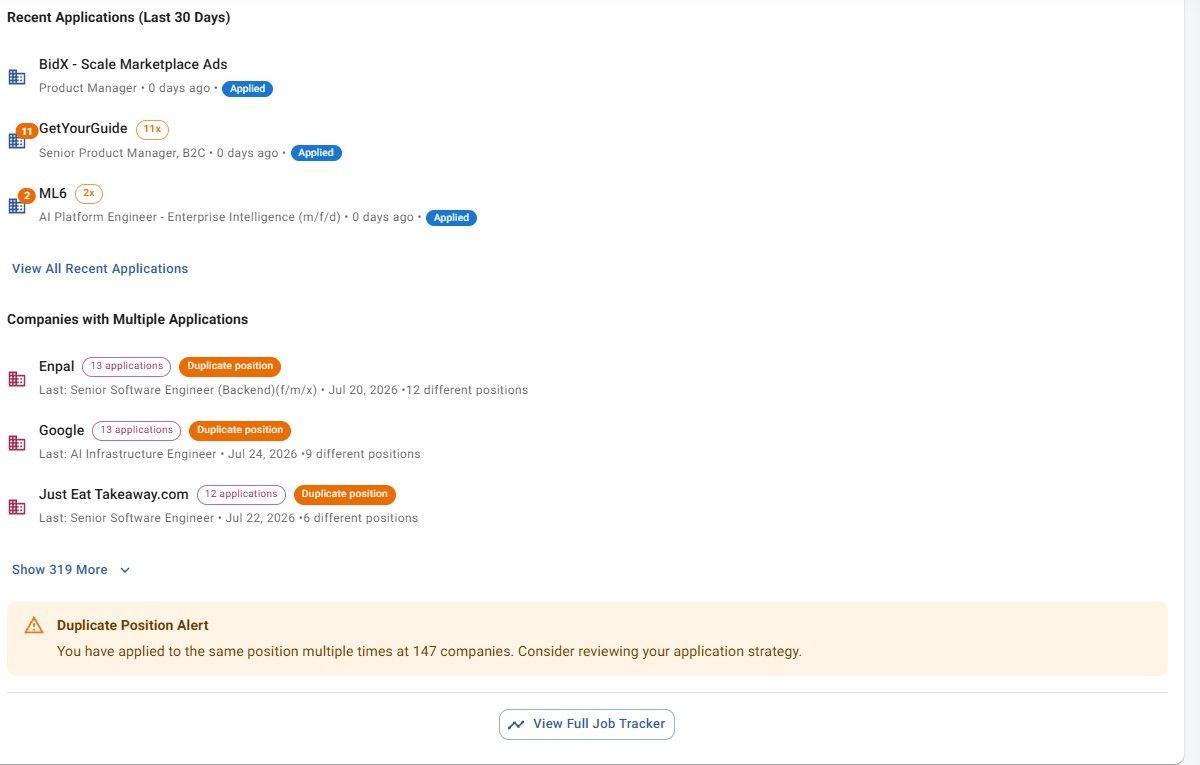 JobStacky Job Application Tracker : Application Insights
