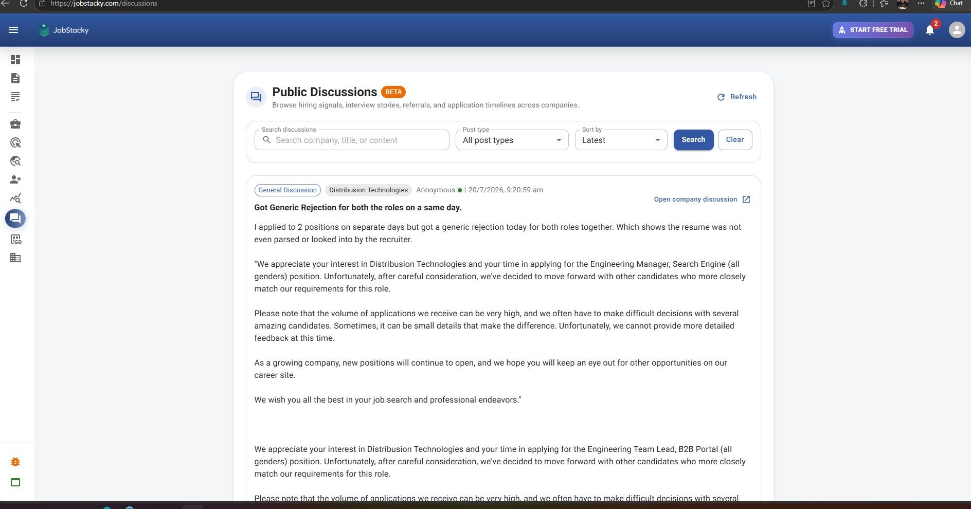 JobStacky Job Application tracker - Public Discussion