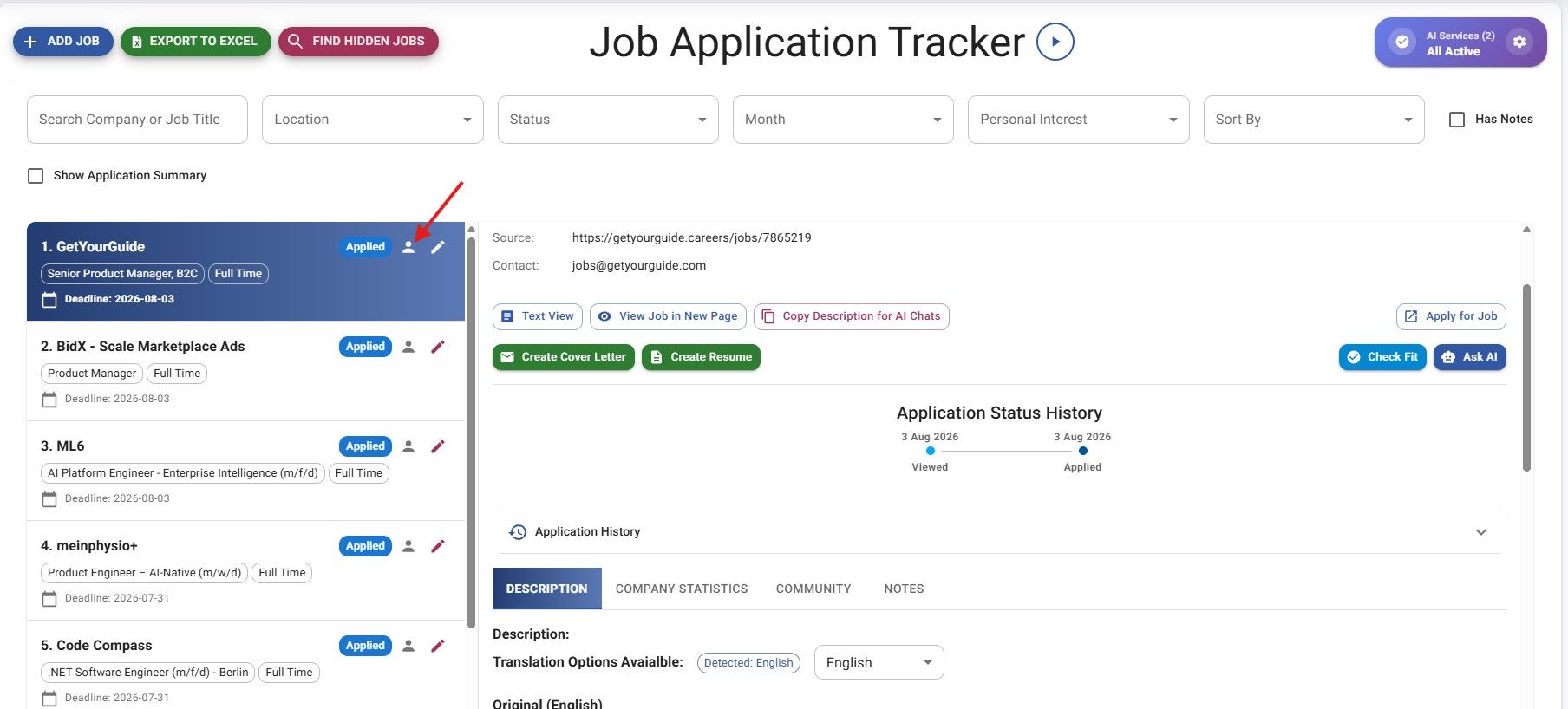 JobStacky Job Application Tracker - Set Priorities
