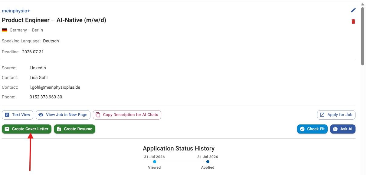 JobStacky Job Application - Create Cover letter from Job Description and Resume