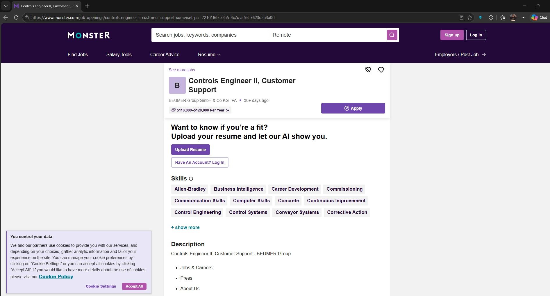 JobStacky Chrome Extenstion - Open a job post