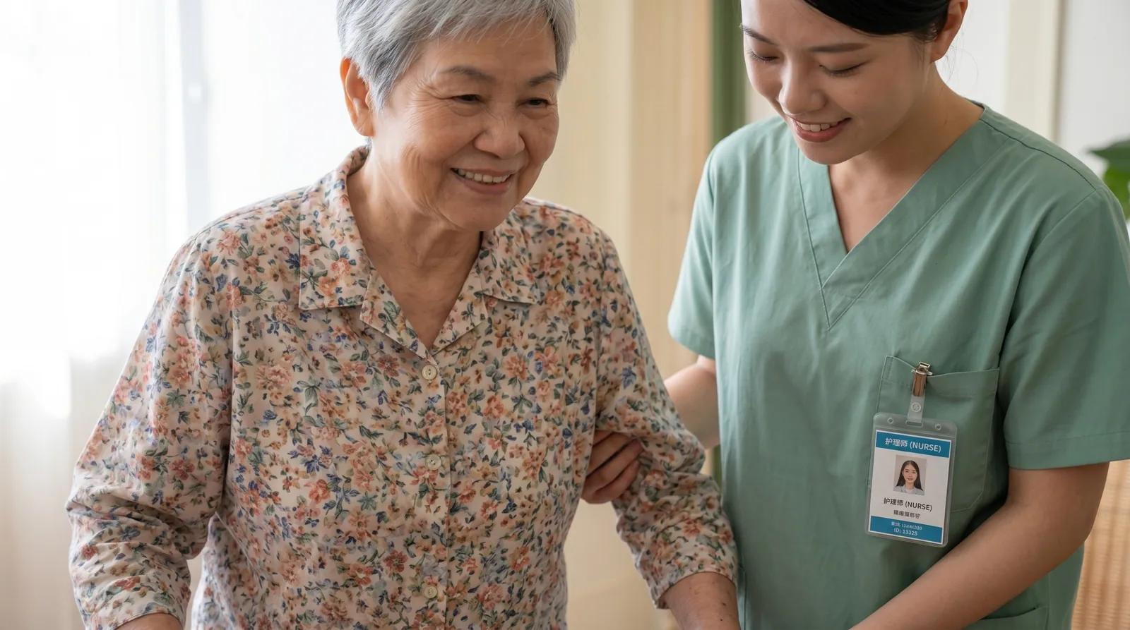 Alma 居家護理師陪伴長輩散步，提供以人為本的台灣居家護理服務
