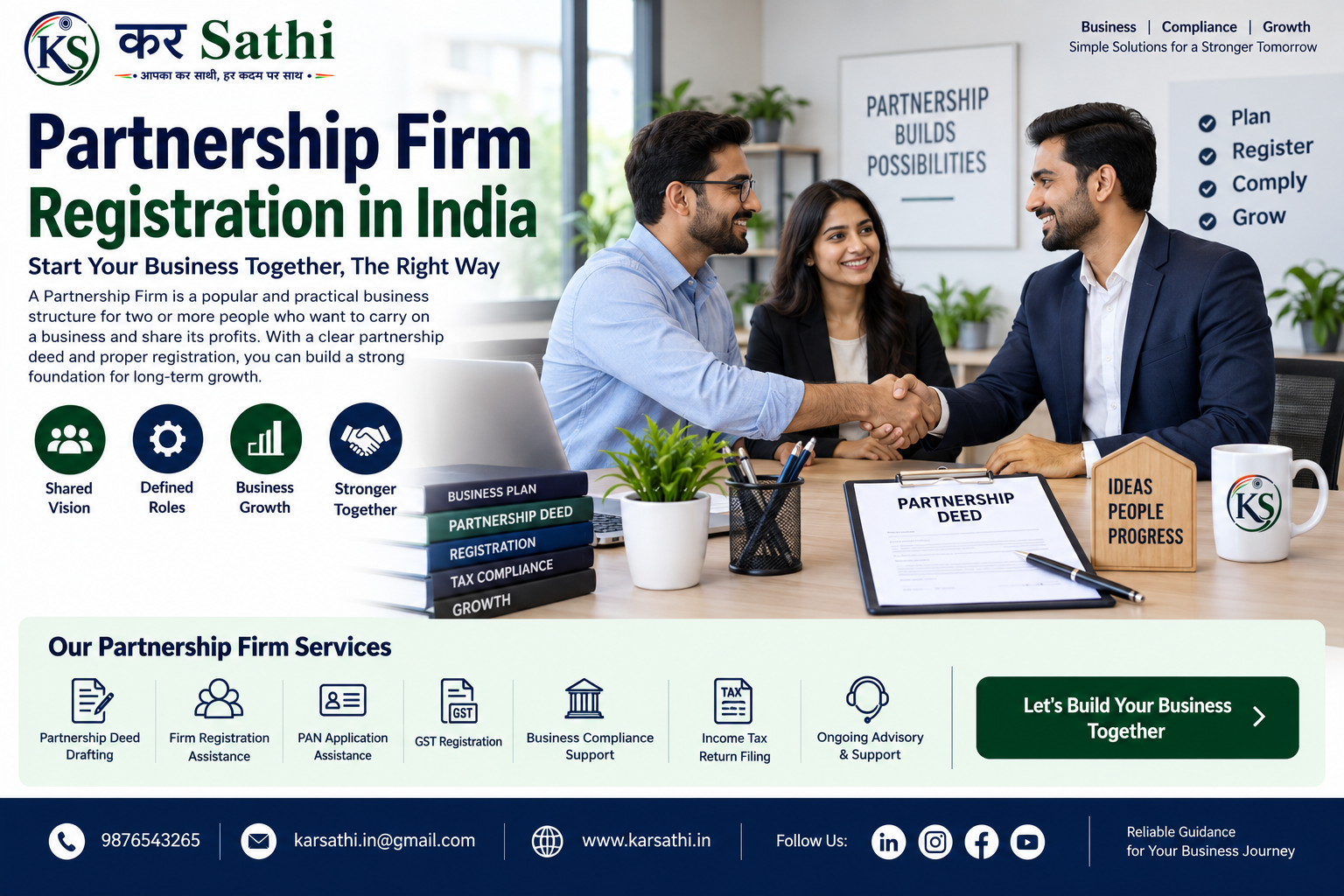 Partnership Firm Registration in India: Complete Guide for Starting a Partnership Business - Kar Sathi