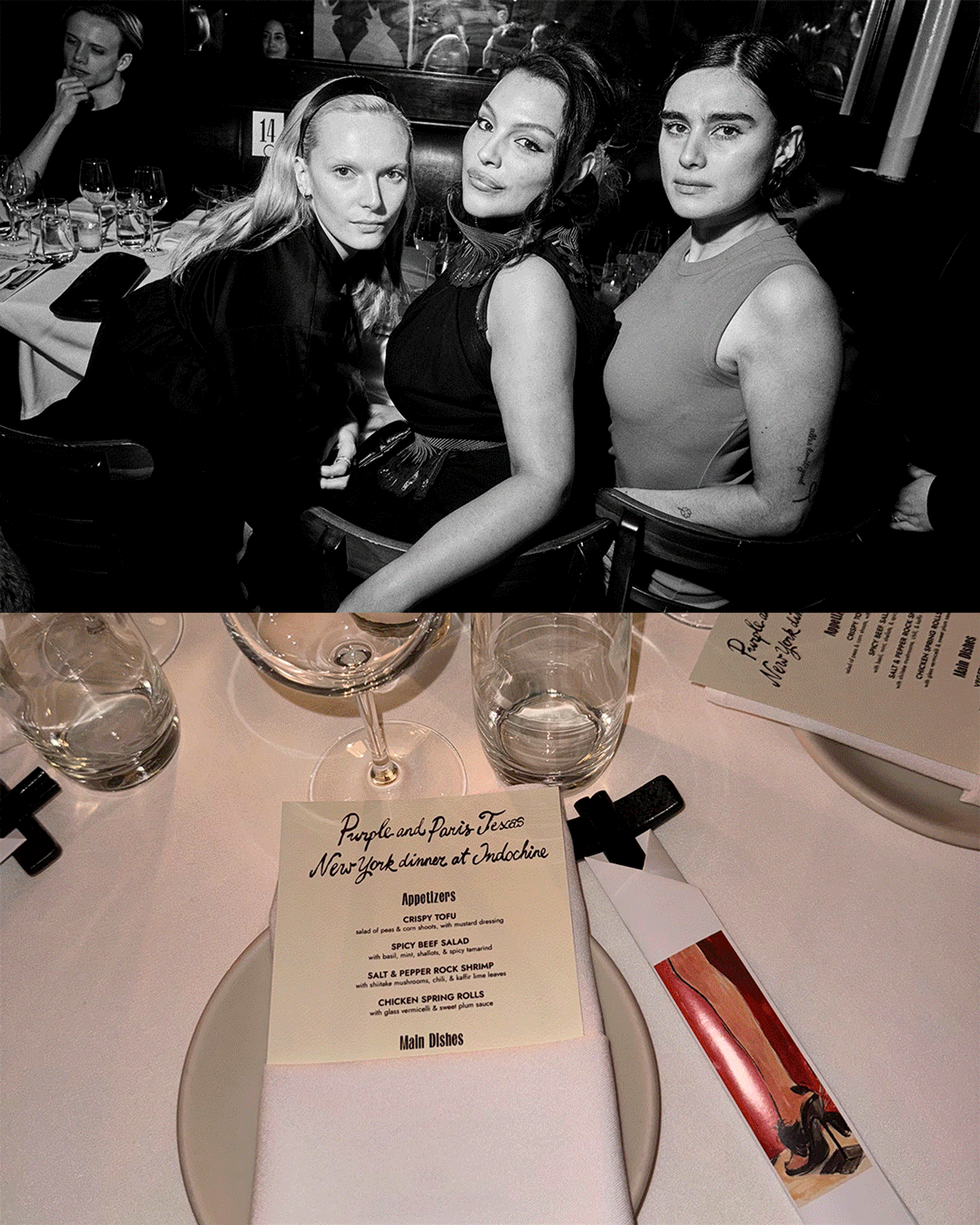 EVENT DIRECTION – PURPLE X PARIS TEXAS DINNER WITH PALOMA ELSESSER AT INDOCHINE NYC