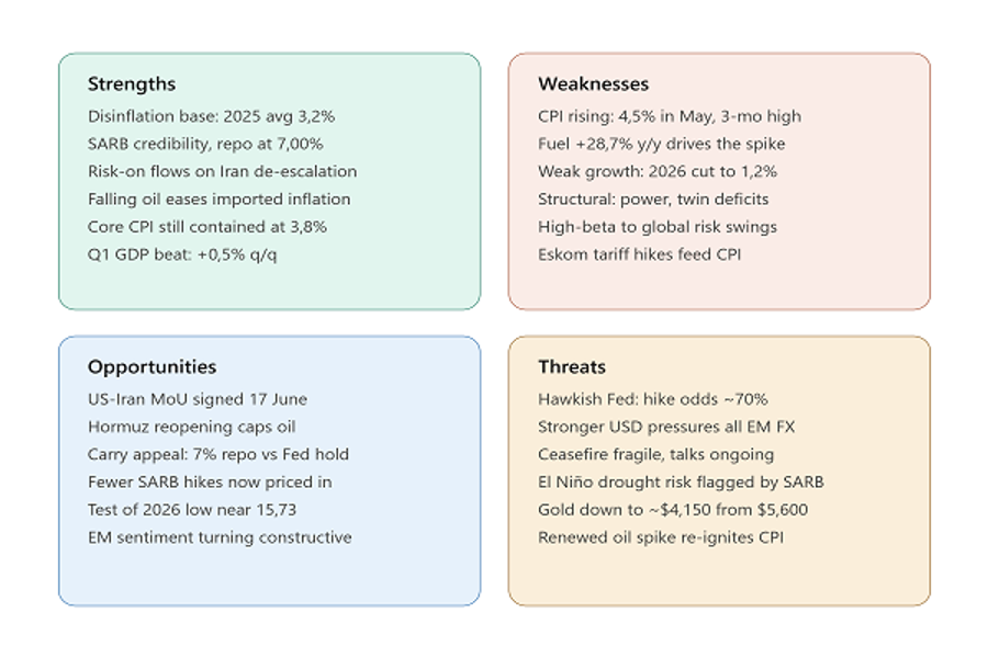 investments in ZAR - SWOT analysis, June 2026