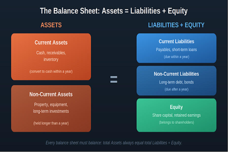The balance sheet aseets = Liabilities + Equity