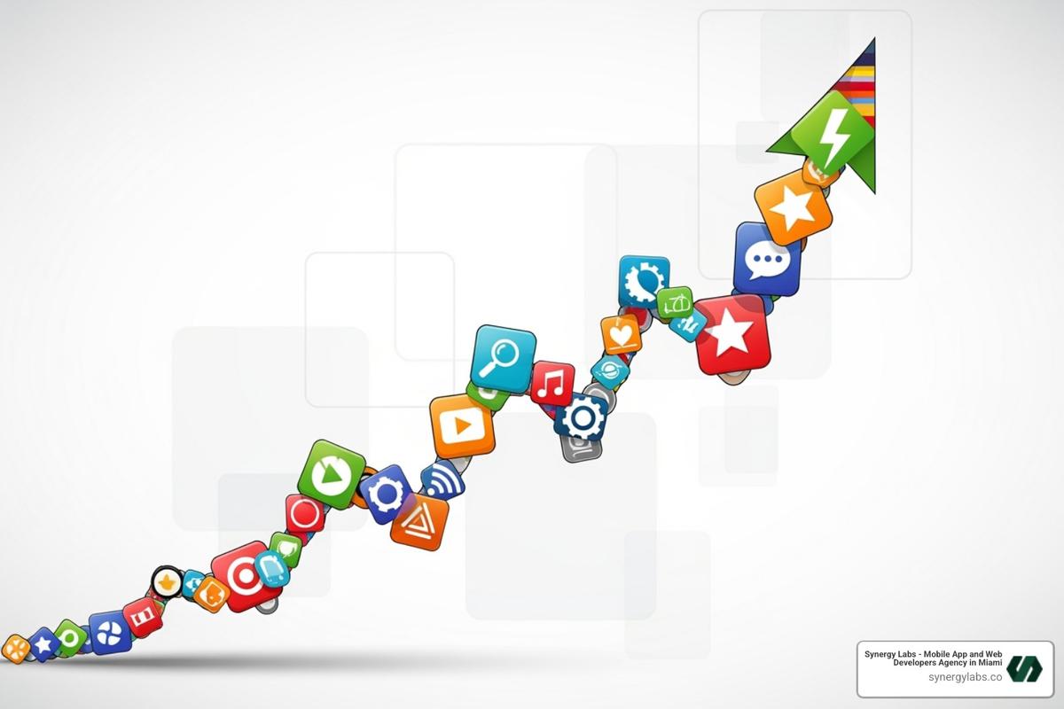 Growth graph with app icons - How Influencers Like Nikita Bier Are Redefining Startup Marketing