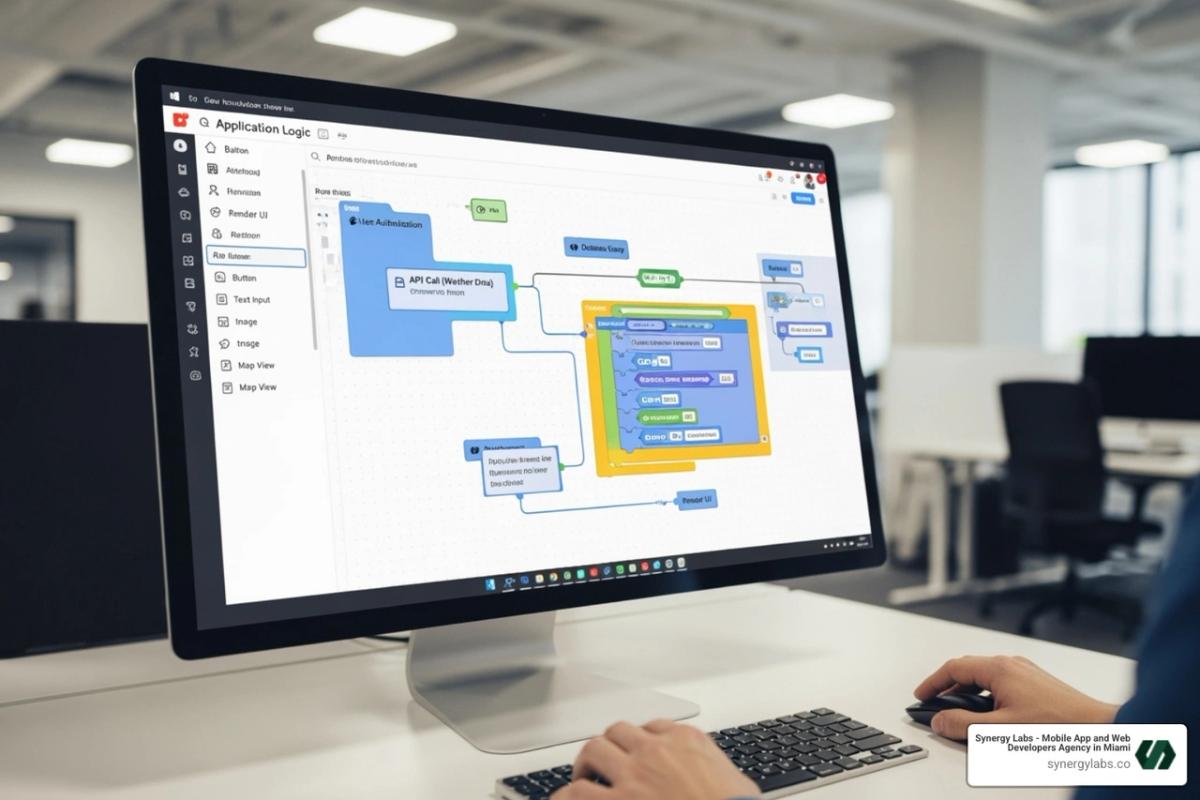 developer using a modern app development platform with visual workflow tools - Enterprise App Development