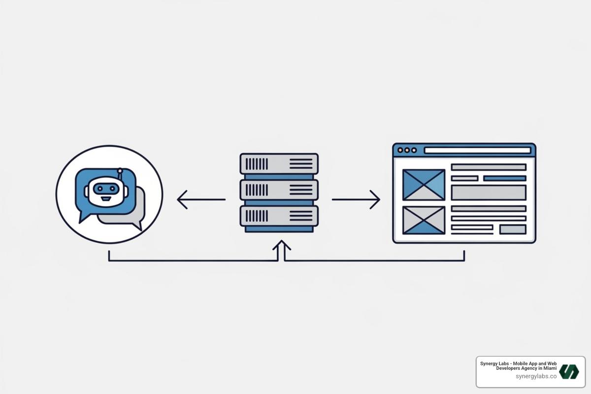 a diagram showing ChatGPT, the MCP server, and the app's frontend interacting - Building with Apps SDK: How OpenAI Is Opening ChatGPT to All Developers