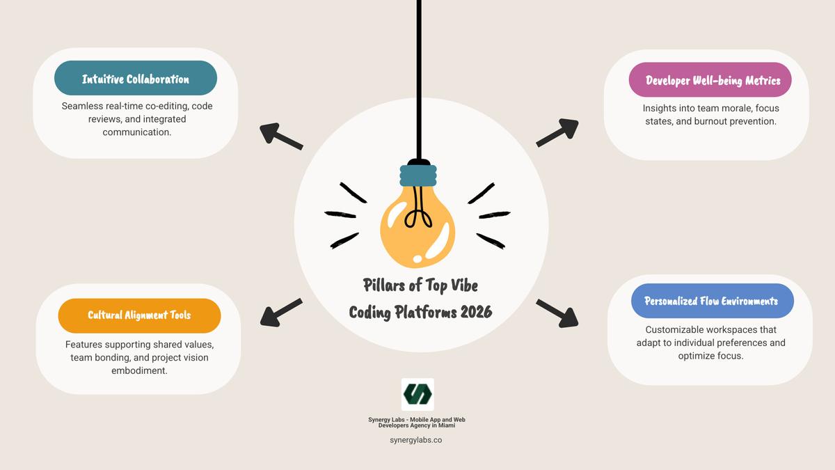 Infographic showing the vibe coding workflow: Developer writes natural language prompt describing desired functionality, AI processes intent and generates code implementation, Developer reviews output for logic and security, AI refines code based on feedback, Final human validation before deployment - Best Vibe Coding Platforms of 2026: Where Culture Meets Code infographic infographic-line-5-steps-dark