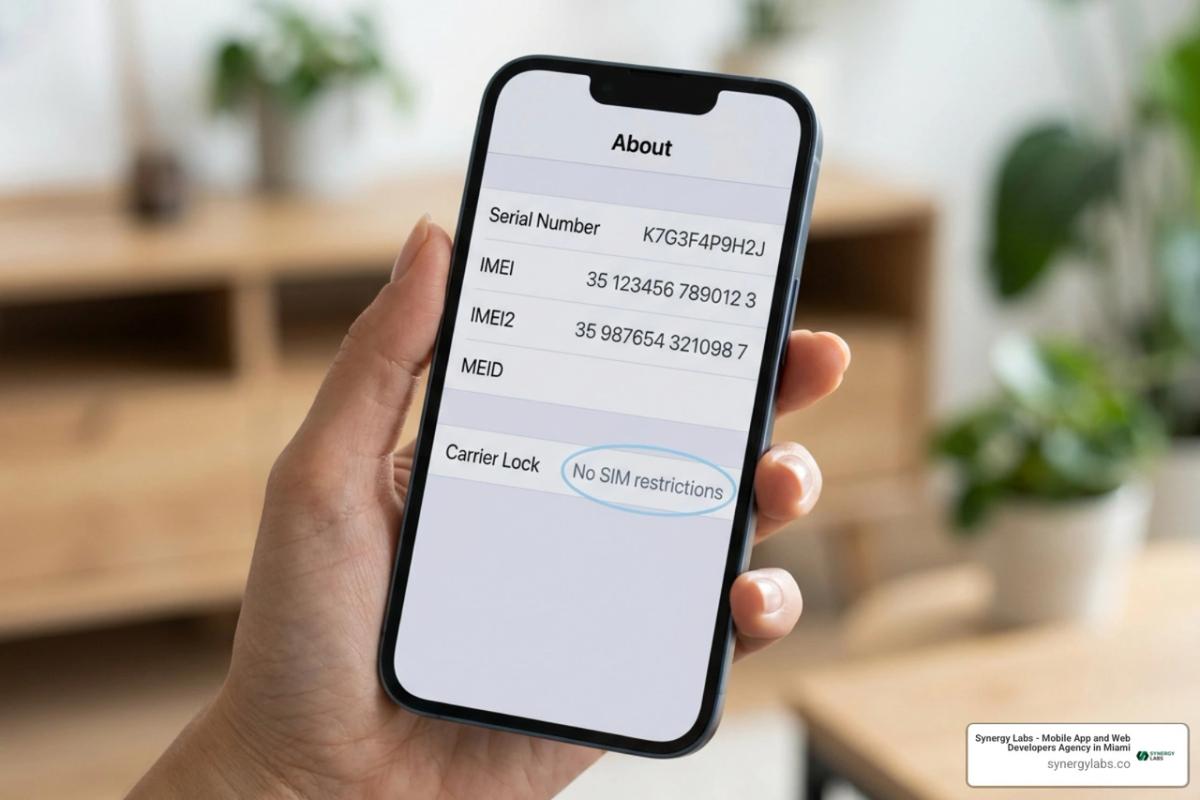 carrier lock settings screen displaying No SIM restrictions