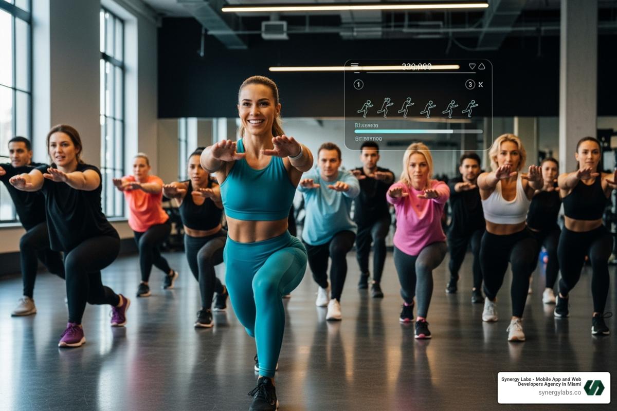 Fitness influencer leading a workout class through the Playbook app - Top 5 Influencer-Founded Apps and What Startups Can Learn