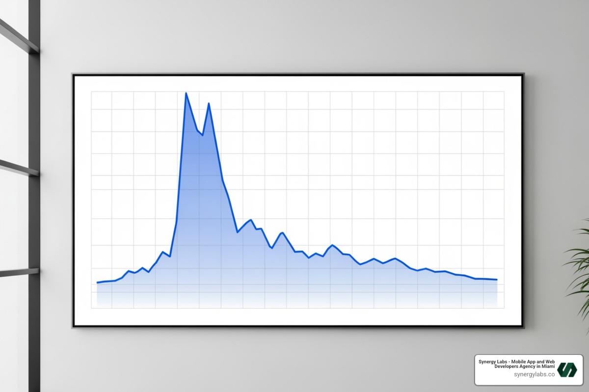 Chart showing viral spike followed by decline in app usage - Nikita Bier app strategy breakdown