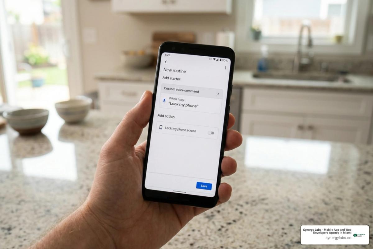 Configuring a custom voice routine to secure device display