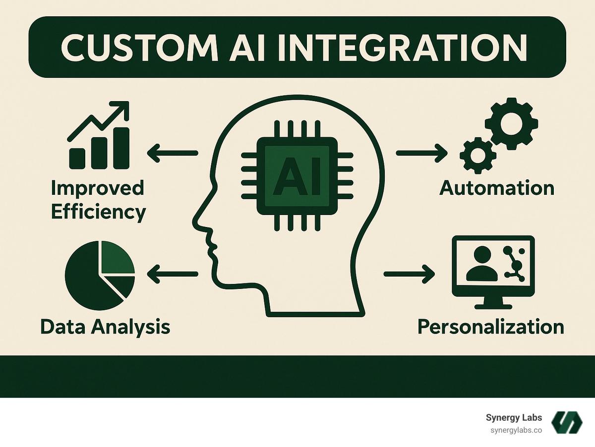 make it fit the image. Make the text darker to be more readable - custom ai integration infographic 