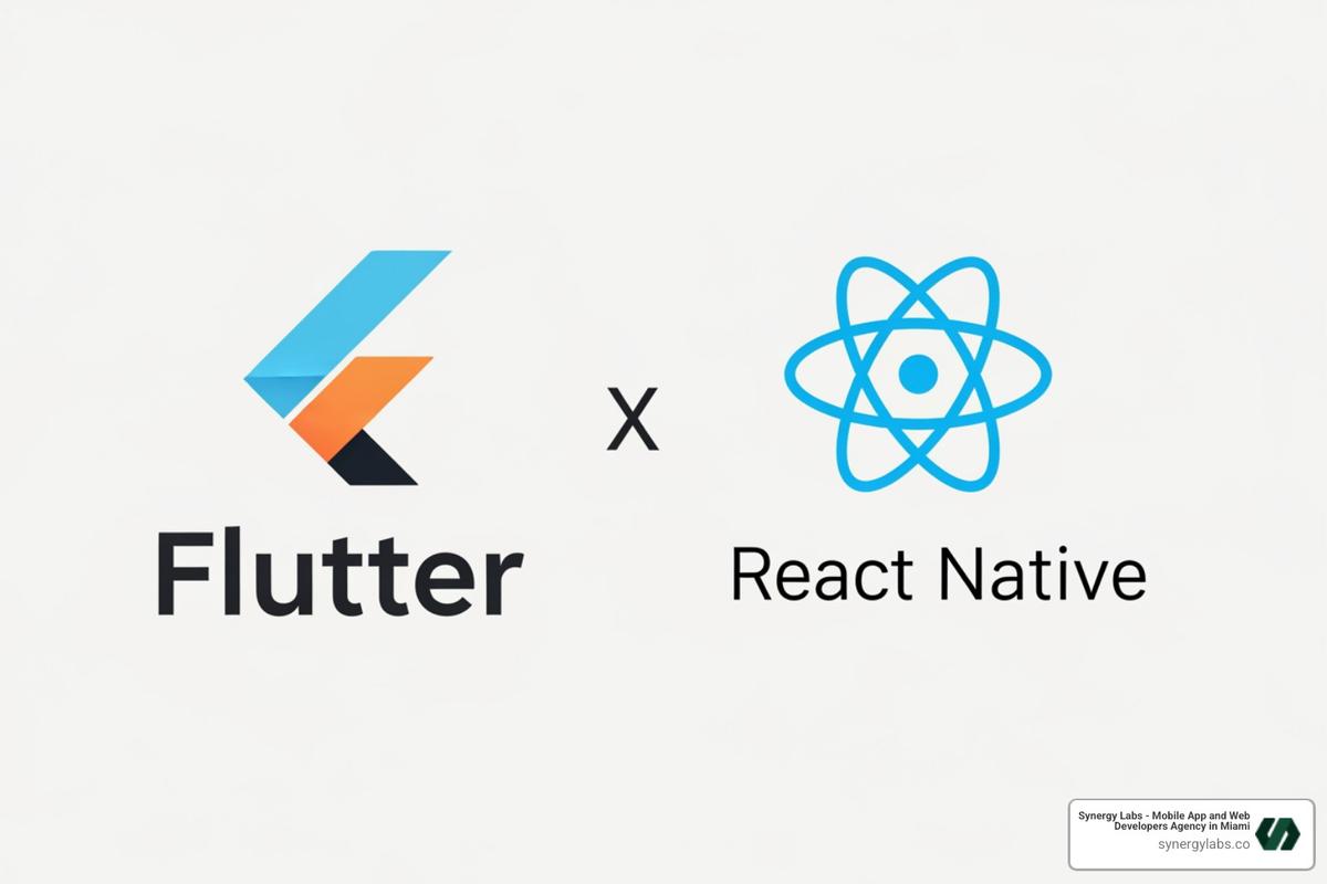 Flutter and React Native logos side-by-side - best flutter app development company