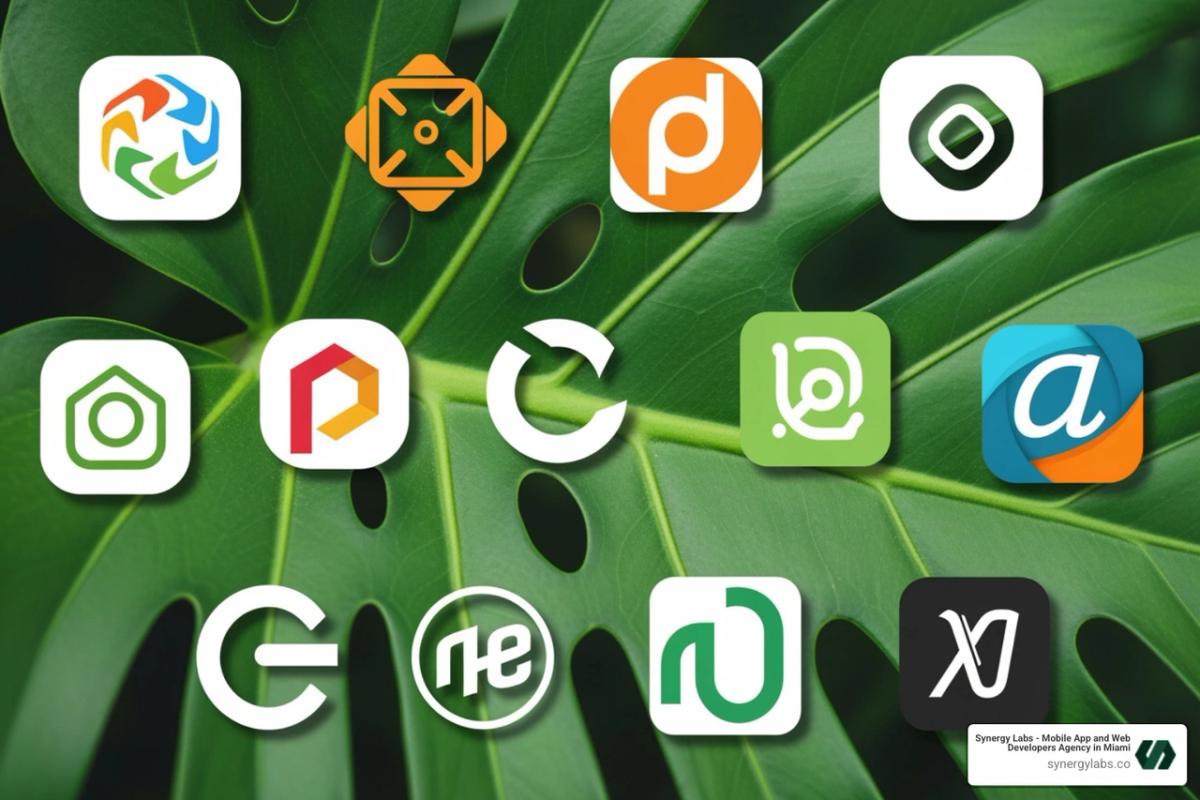 collage of app logos on a green leaf background - environmentally friendly apps