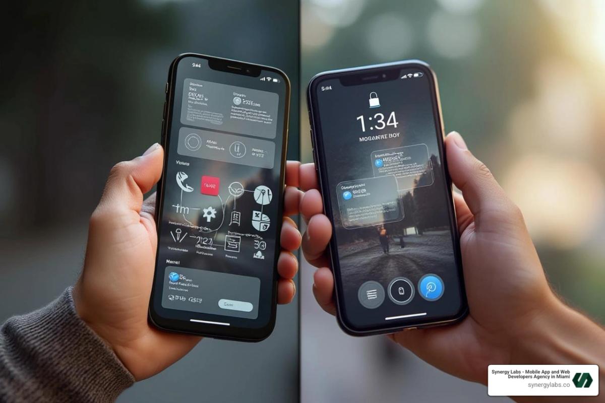 split screen showing generic vs custom app - custom mobile software development