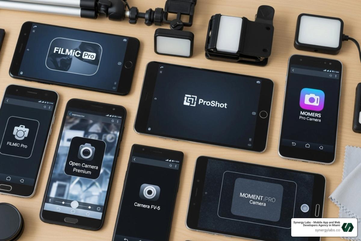 A professional camera app interface on an Android phone - top paid camera apps for android
