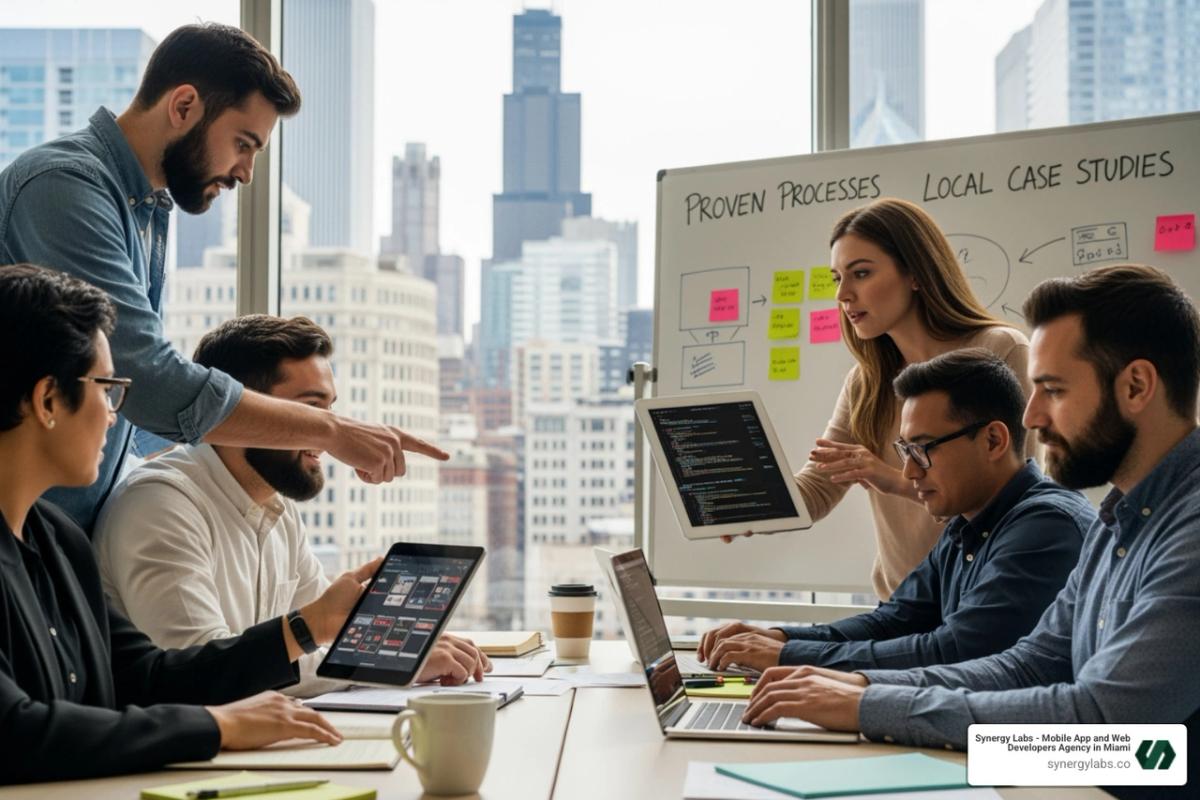 A collage showing different types of apps (e.g., e-commerce, fitness, finance) - Mobile App Development Agency Chicago: Proven Processes and Local Case Studies