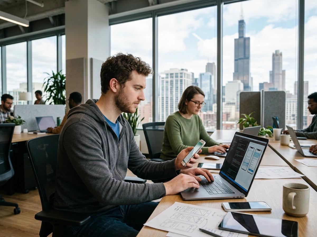 developers collaborating in a Chicago office