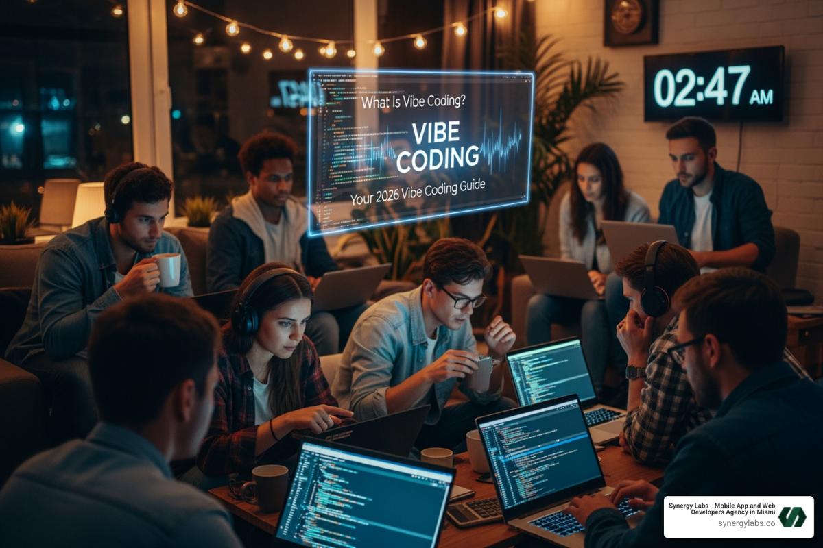 Natural language prompt being typed into a coding environment - What Is Vibe Coding? Your 2026 Vibe Coding Guide