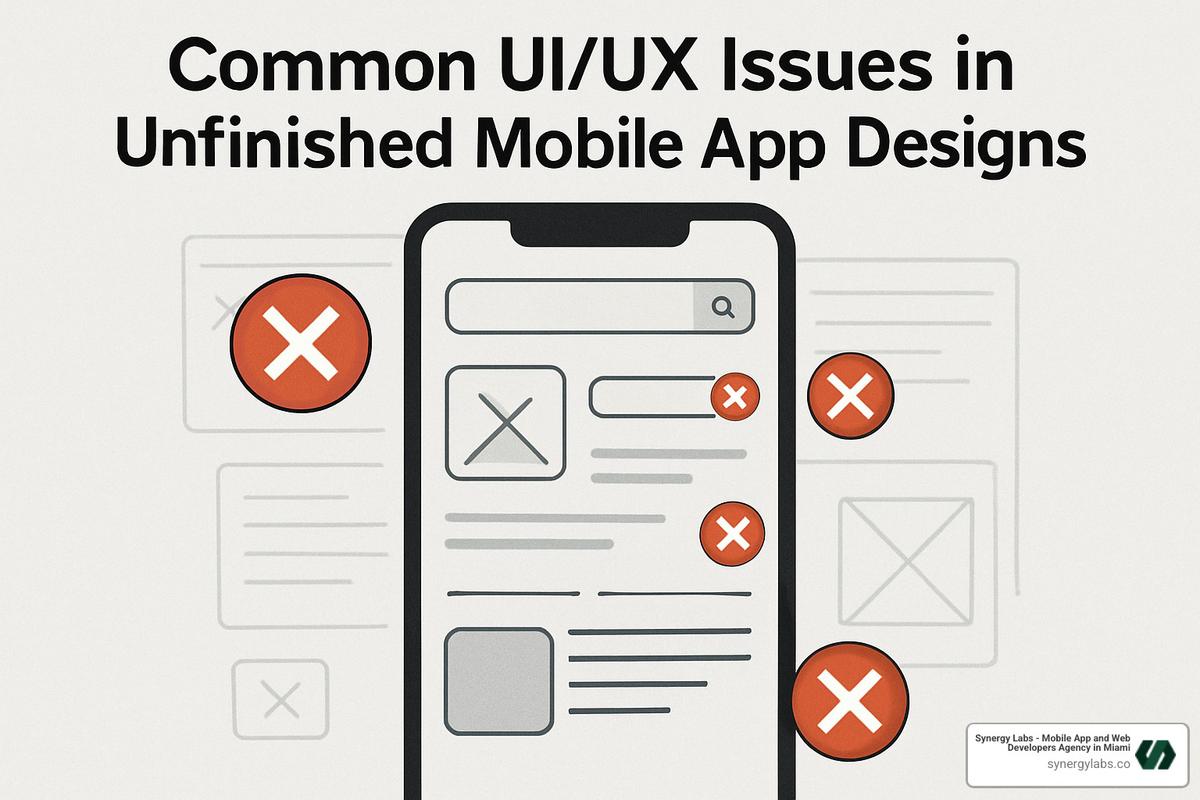 Before and after comparison showing improved visual hierarchy - Common UI/UX issues in unfinished mobile app designs