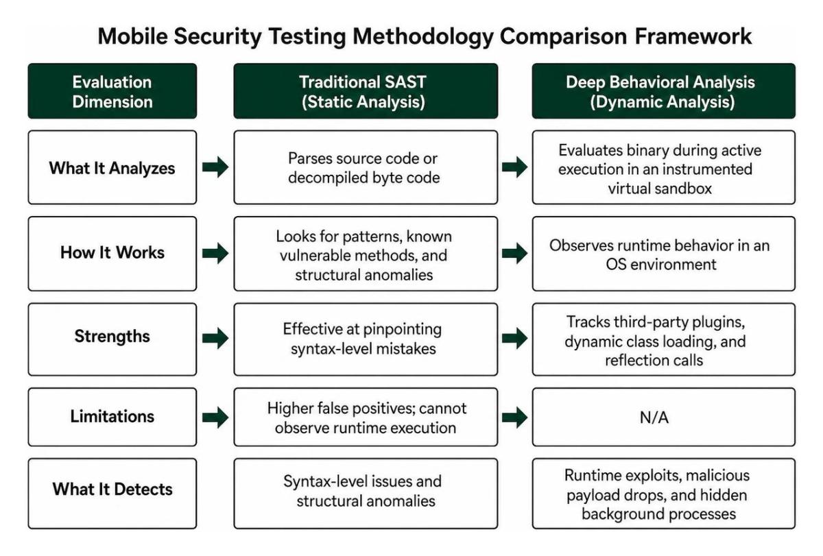 Mobile security testing methodology comparison framework