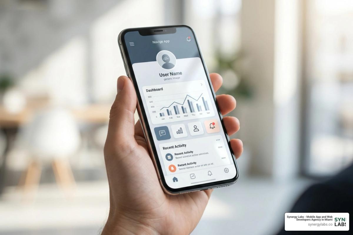 Modern mobile app interface designs showing sleek user profiles and interactive dashboards