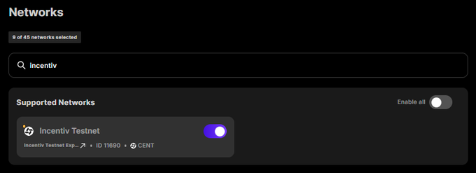 Incentiv network UI