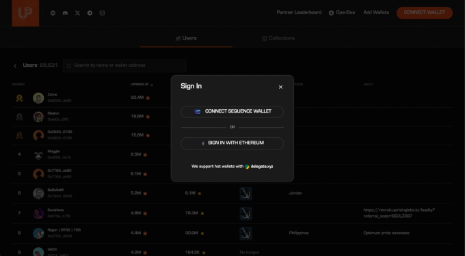 Uprising x Sequence wallet integration creative