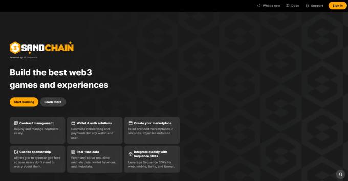 SANDChain Builder homepage