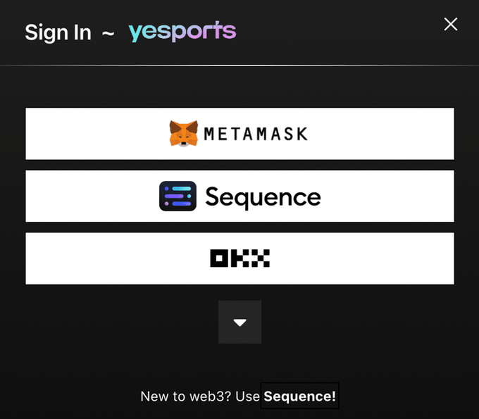 Yesports sign in Sequence