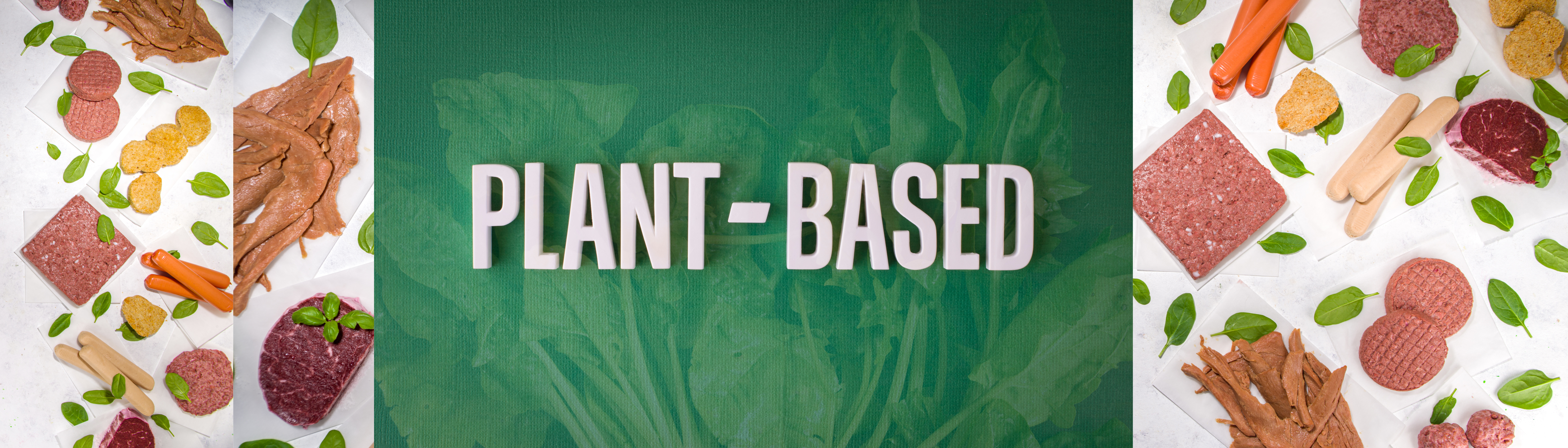 An image written plant based with varieties of plant based diet by the sides.