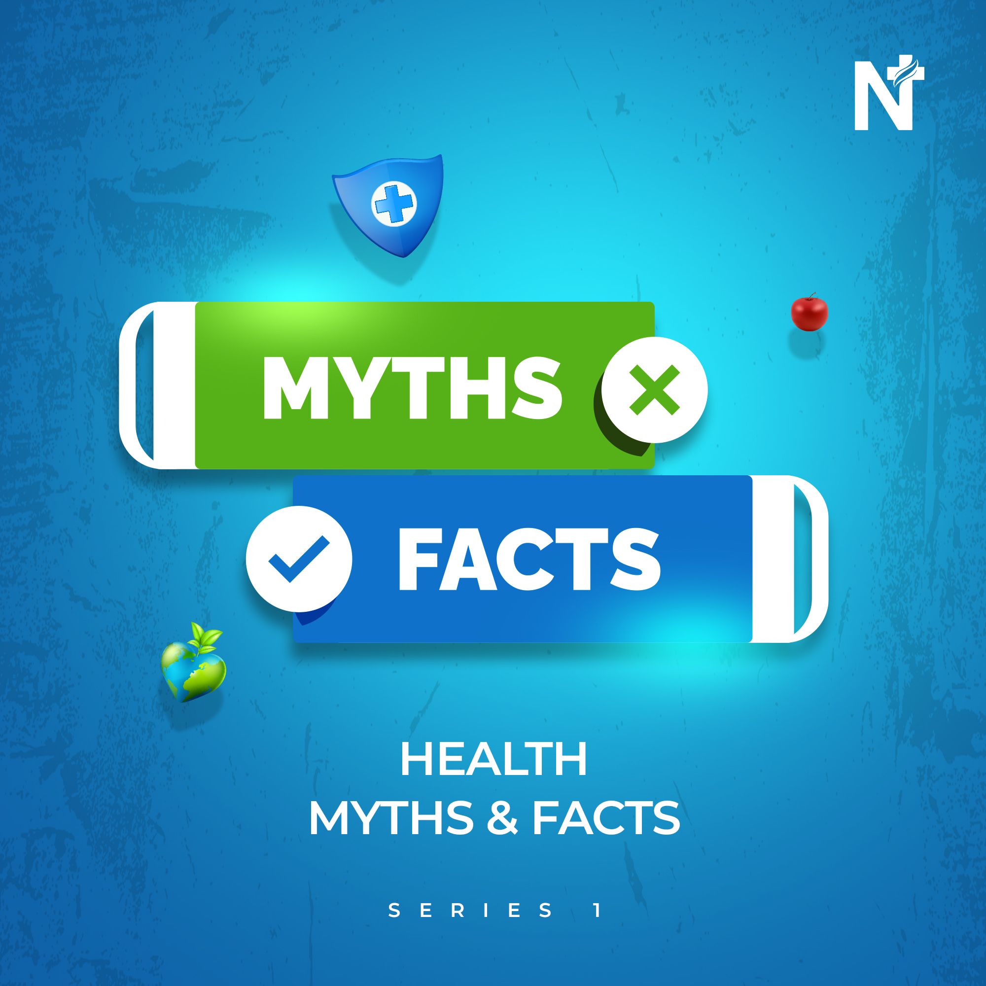 An image of nutritional myth and fact - colors (bg "sky blue":  myth button "green":  fact button "blue")