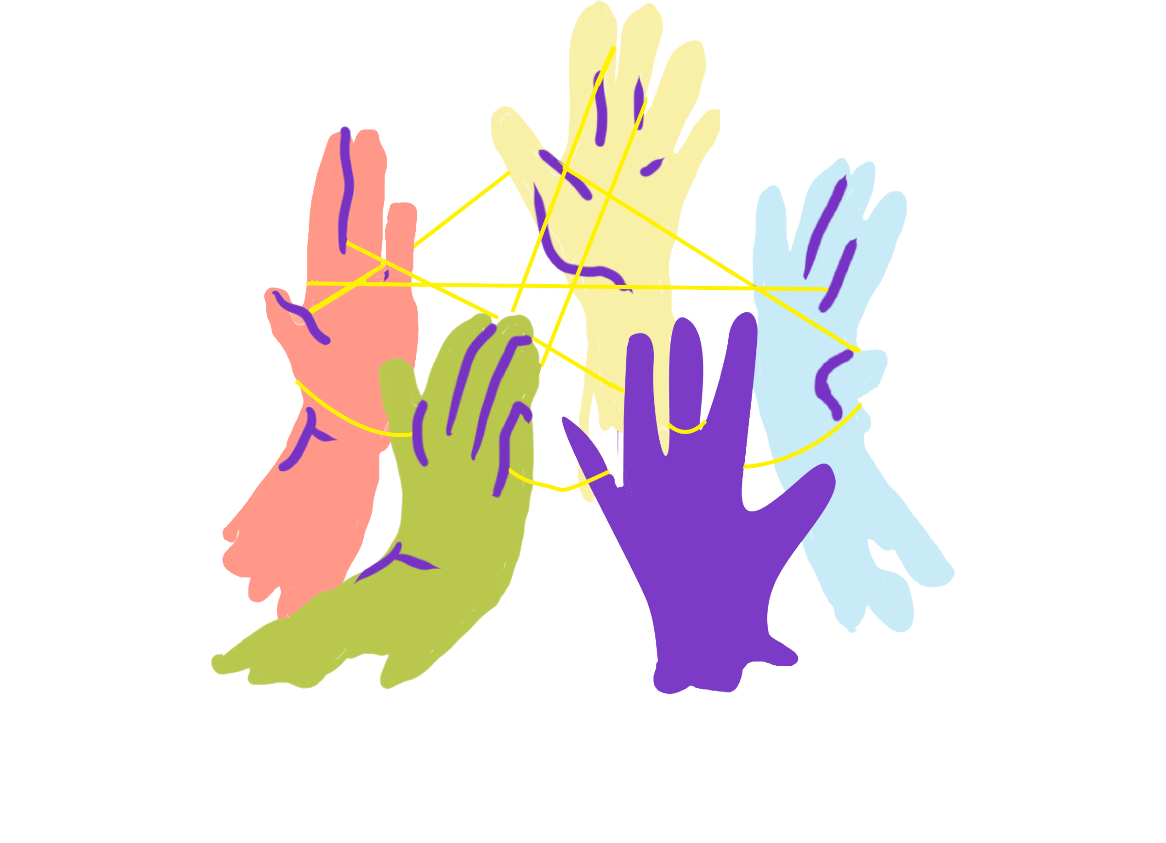Illustration: 5 Hände machen das Abnehmspiel