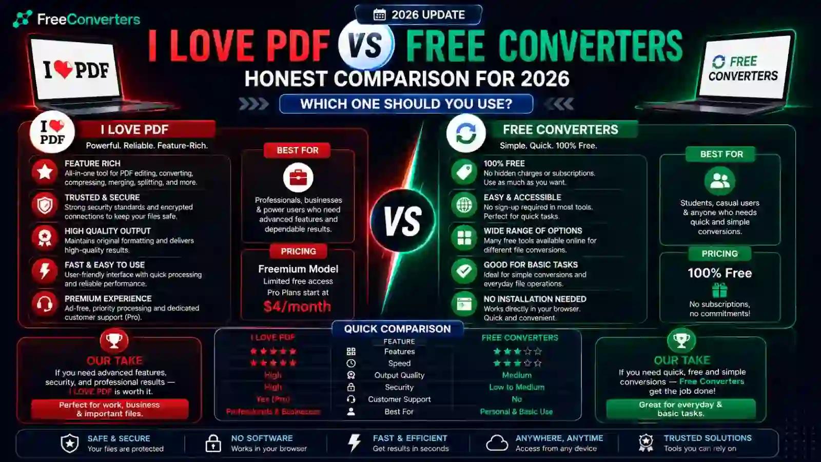I Love PDF vs Free Converters β Honest Comparison for 2026