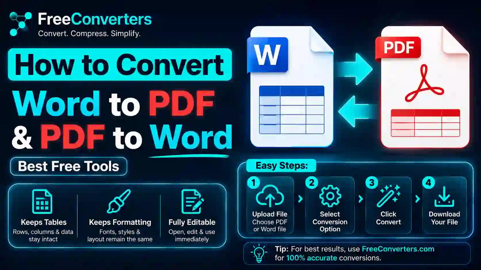 How to Convert Word to PDF and PDF to Word β Best Free Tools