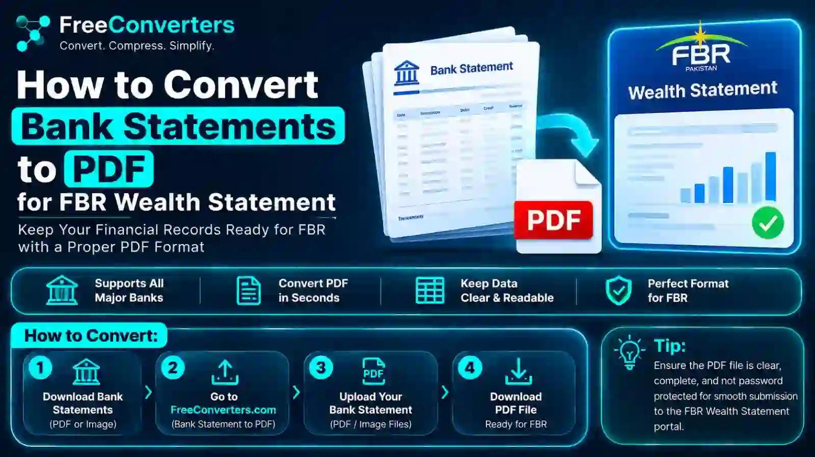 How to Convert Bank Statement to PDF for FBR Wealth Statement